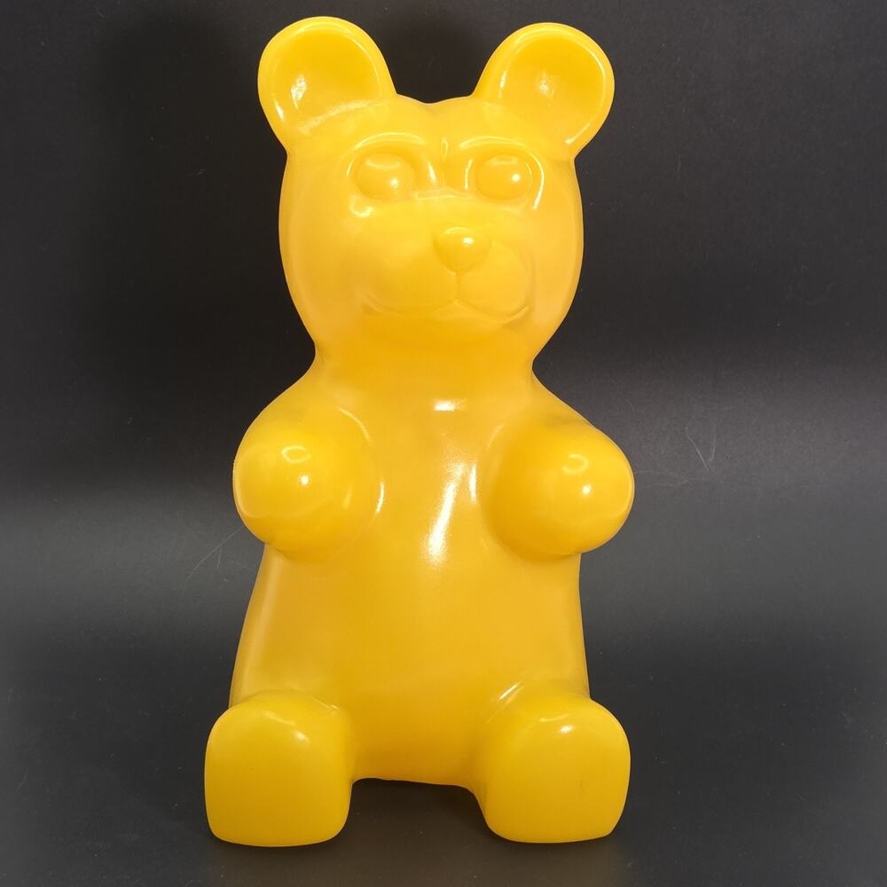 VINTAGE Plastic Yellow GUMMY BEAR Retro Candy Figurine COIN BANK 8"